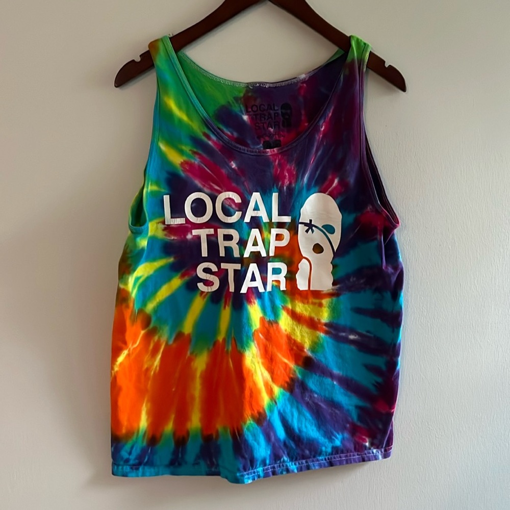 Local Trap Star vivid tie dyed tank top with large front logo
